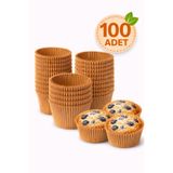 Delvos 100 Adet Kraft Kağıt Kek Kapsülü | Muffin Cupcake Kek Kapsülü | 100'lü Kağıt Kek Kalıbı