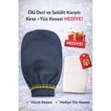 Delvos 2'li Siyah Floş Ipek Ekru Kese Ve Yüz Kesesi Hediye Seti Peeling Eldiveni Premium Kadın ve Erkekler