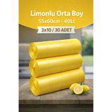 Delvos 3'lü Limon Kokulu Büzgülü Çöp Torbası 55x60 Orta Boy 3'Lü Eko Paket Çöp Poşeti