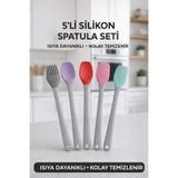 Delvos 5 Li Renkli Silikon Spatula Seti Mini Şef Seti Plastik Saplı