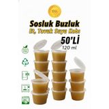 Delvos 50 Adet Sızdırmaz 120 ml Mini Saklama Kabı Sosluk Buzluk Kabı, Et Suyu, Kemik Suyu, Sos Kabı