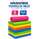 Delvos 8 Adet Mikrofiber Mutfak Temizlik Bezi Sihirli Temizlik Bezi, Temizleme Bezi, 30x30cm