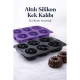 Delvos Altılı Silikon Kek Kalıbı Yekpare Muffin Kalıbı Yapışmaz Esnek Isıya Dayanıklı 6'lı