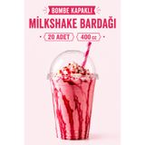 Delvos Bombe Kapaklı 400 Cc Plastik Pet Soğuk Kahve Limonata Milkshake Bardağı 20 Adet