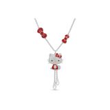 Dem Accessory Hello Kitty Red Bow Kolye - Çelik Kırmızı Kurdele Figürlü Sallantılı Kadın Kolyesi