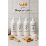 Dem Home 4 lü Beyaz Banyo Şişe Seti Oval Model Plastik Sabunluk ve Şampuan Şişesi
