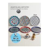 Dem Home 6 Adet Metal Çini Model Kahve Sunum Tepsisi Yuvarlak METAL Tepsi ÇiniConsept 27 cm