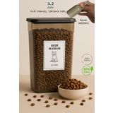 Dem Home Kedi Maması Saklama Kabı 3200 Ml Köpek Maması Saklama Kabı, Saklama Kabı Antrasit Renk