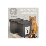 Dem Home Kedi Maması Saklama Kabı 5,5 Litre Antrasit Renk Plastik Düzenleyici Saklama Kabı 2 ADET