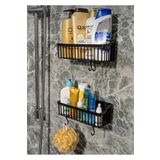 Dem Home Yapışkanlı Banyo Rafı 2'li Banyo Düzenleyici, Duş Rafı - Şampuanlık, Plastik Mutfak banyo rafı siyah