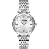 DEMARİ Demari Kadın Kol Saati Quartz Mekanizma, Gümüş Çelik Kordon, Taş Detaylı Gümüş Kadran DM-00104L-A1