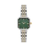 DEMARİ Kadın Kol Saati Quartz Mekanizma – Gold & Gümüş Kordon Çizgili Yeşil Kadran DM-00114L-D10