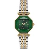 Demari Kadın Kol Saati Quartz Mekanizma – Gold & Gümüş Renk Sekizgen Kasa Yeşil Kadran Romen Rakamlı DM-00110L-D10