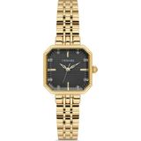 Demari Kadın Kol Saati Quartz Mekanizma – Gold Renk Kare Kasa Çizgili Siyah Kadran Taş Detaylı DM-00114L-B2 - Gold - Siyah