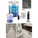 Demarin Çift Bileşenli Solventsiz Sıvı Mermer, Liquid Marble Tezgah Yenileme Kiti Takım - 3 L - Koyu Gri