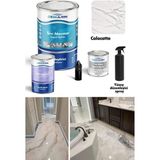 Demarin Çift Bileşenli Solventsiz Sıvı Mermer, Liquid Marble Tezgah Yenileme Kiti Takım - 3 LT - Calacatta Beyaz