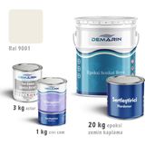 Demarin Epoksi Zemin Kaplama 20 Kg Set (3 Kg Astar +20 Kg Epoksi Zemin Kaplama +1 Kg Sıvı Cam) - Ral 9001