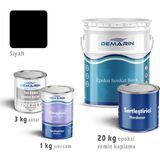 Demarin Epoksi Zemin Kaplama 20 kg Set (3 kg Astar +20 kg Epoksi Zemin Kaplama +1kg Sıvı Cam) - 01-Siyah