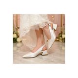 Demashoes Bride Kısa Kalın Topuklu Özel Gün Nikah Düğün Gelin Ayakkabısı -3 cm