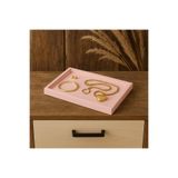 DemCey Home Kare Taş Tepsi Takı Tabağı Çok Amaçlı Dekoratif Obje Pembe 20 x 10