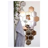 demdekor Dekoratif Bal Peteği Pleksi Ayna Gümüş Renk (12 Adet 7cm x 8,5 cm)