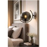 Demet Habek Mylights Krom Kaplama Modern Aplik E27 Duy Füme Cam Küre Duvar Aplik Yatak Başı Ayna Üstü Tablo Yanı Cam