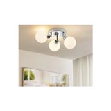 Demet Habek Mylights Mylights Krom kaplama 3 lü opal beyaz top cam tavan avize modern üçlü