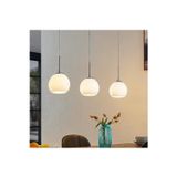 Demet Habek Mylights Mylights Sıralı İnox Detay Opal Beyaz Cam Sıralı Üçlü 3lü Masaüstü Mutfak Ada Salon Kafe Otel Avize