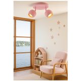 Demet Habek Mylights Pembe Bebek Çocuk Odası İkili Metal Küre LED Tavan Avize GU10 Tasarruflu Hareketli Başlık