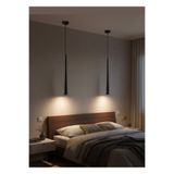 demet habek mylights Siyah Tekli Sarkıt Avize Silindir Konik Başlık GU10 Duy OS RAM Tasarruflu LED Ampül Yatak Başı