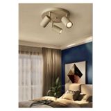 demet habek mylights Üçlü Mat Bej Krem Renk 3'lü Hareketli Led Spot Tavan Avize Os ram LED Ampullü GU10 Duy Ampül Renk Seçenekli 2700K sarı 3000K günışığı 4000K ılık beyaz 6500K beyaz Modern Led Spot Lamba