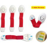 Demet Home 1 Adet Kırmızı Bebek Çocuk Güvenlik Dolap Kapak ve Çekmece Kilidi Çok Amaçlı Çocuk Kilit Karavan Kilidi