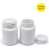 Demet Home 10 ADET 100 ml Yırtılır Kapak Sakız-Numune-Ilaç-Tarım-Ecza-Tablet-Hap-Kapsül Kutusu Şişesi 100 cc Plastik Kutu