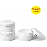 Demet Home 10 ADET 30 ml Lüx Gümüş Şeritli Boş Plastik Pomat Kozmetik Krem Ecza Hobi Kutusu Krem Kavanozu 30 cc Cidarlı empty box