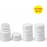 Demet Home 10 Adet 40 ml Kırılır Kapak Numune-ilaç-Tarım-Ecza-Tablet-Hap-Kapsül Şişesi Plastik 40 cc Kutu Şişe