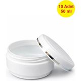 Demet Home 10 ADET 50 ml Lüx Gümüş Şeritli Boş Plastik Pomat Kozmetik Krem Ecza Hobi Kutusu Krem Kavanozu Empty plastic empty box