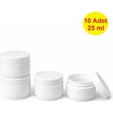 Demet Home 10 Adet Beyaz Renk Mini 25 Ml Boş Pomat-krem-kozmetik-Ecza Kutusu Plastik Krem Kavanozu 25 CC