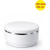 Demet Home 100 Adet 100 ml Beyaz Lüx Şeritli Boş Kozmetik-Pomat-Krem-Hobi Kutusu Plastik Krem Kavanozu 100 cc