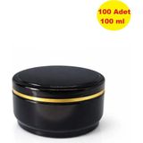Demet Home 100 ADET 100 ml Lüx Altın Şeritli Boş Plastik Pomat Kozmetik Krem Ecza Hobi Kutusu Krem Kavanozu 100 cc