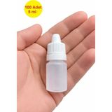 Demet Home 100 Adet 5 ml Boş Plastik Likit Kolonya Parfüm Sıvı Aseton ecza Şişesi 5 cc kırılır kapak şişe