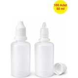 Demet Home 100 Adet 50 ml Boş Plastik Likit Kolonya Parfüm Sıvı Aseton ecza Şişesi 50 cc kırılır kapak şişe Damla kutusu