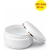 Demet Home 100 ADET 50 ml Lüx Gümüş Şeritli Boş Plastik Pomat Kozmetik Krem Ecza Hobi Kutusu Krem Kavanozu 50 cc Empty plastic empty box