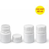 Demet Home 1300 Adet 40 ml Kırılır Kapak Numune-ilaç-Tarım-Ecza-Tablet-Hap-Kapsül Şişesi Plastik 40 cc Kutu Şişe - Beyaz