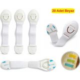 Demet Home 20 Adet Çocuk Bebek Çekmece Dolap Güvenlik Emniyet Kilidi Uzunluk Ayarlı Çırtlı Çok Amaçlı Kilit