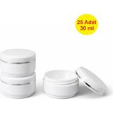 Demet Home 25 ADET 30 ml Lüx Gümüş Şeritli Boş Plastik Pomat Kozmetik Krem Ecza Hobi Kutusu Krem Kavanozu 30 cc Cidarlı empty box