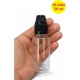 Demet Home 25 Adet 50 ml boş Çocuk Kilitli pet şişe Numune-likit-kolonya-parfüm-sıvı şişesi iğne uçlu tıpa 50 cc pet1 şişe - Şeffaf