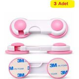 Demet Home 3 Adet Pembe Çocuk Bebek Güvenlik Çekmece Kapak Dolap Kilidi Emniyet Kilidi 3M - pembe-Beyaz 3 Adet