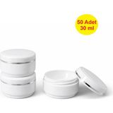Demet Home 50 ADET 30 ml Lüx Gümüş Şeritli Boş Plastik Pomat Kozmetik Krem Ecza Hobi Kutusu Krem Kavanozu 30 cc Cidarlı empty box