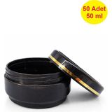 Demet Home 50 ADET 50 ml Lüx Altın Şeritli Boş Plastik Pomat Kozmetik Krem Ecza Hobi Kutusu Krem Kavanozu 50 cc