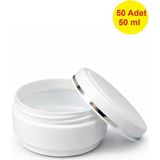 Demet Home 50 ADET 50 ml Lüx Gümüş Şeritli Boş Plastik Pomat Kozmetik Krem Ecza Hobi Kutusu Krem Kavanozu 50 cc Empty plastic empty box